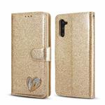 For Samsung Galaxy Note10 Glitter Powder Love Leather Phone Case(Gold)