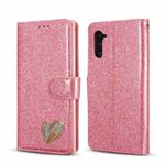 For Samsung Galaxy Note10 Glitter Powder Love Leather Phone Case(Rose Red)