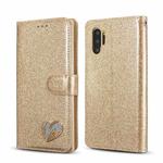 For Samsung Galaxy Note10+ Glitter Powder Love Leather Phone Case(Gold)