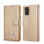 For Samsung Galaxy Note20 Glitter Powder Love Leather Phone Case(Gold)