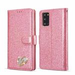 For Samsung Galaxy Note20 Glitter Powder Love Leather Phone Case(Rose Red)