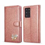 For Samsung Galaxy Note20 Ultra Glitter Powder Love Leather Phone Case(Pink)