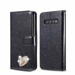 For Samsung Galaxy S10 Glitter Powder Love Leather Phone Case(Black)