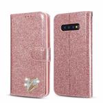 For Samsung Galaxy S10+ Glitter Powder Love Leather Phone Case(Pink)