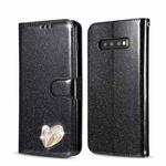 For Samsung Galaxy S10+ Glitter Powder Love Leather Phone Case(Black)