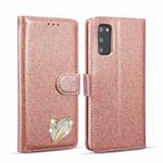 For Samsung Galaxy S20+ Glitter Powder Love Leather Phone Case(Pink)