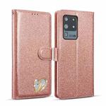 For Samsung Galaxy S20 UItra Glitter Powder Love Leather Phone Case(Pink)