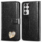 For Samsung Galaxy S21 Ultra 5G Glitter Powder Love Leather Phone Case(Black)