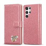 For Samsung Galaxy S22 5G Glitter Powder Love Leather Phone Case(Rose Red)