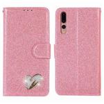 For Huawei P20 Pro Glitter Powder Love Leather Phone Case(Rose Red)