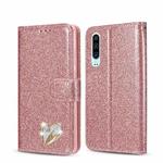 For Huawei P30 Glitter Powder Love Leather Phone Case(Pink)