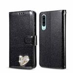 For Huawei P30 Glitter Powder Love Leather Phone Case(Black)