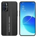 For OPPO Reno6 Carbon Fiber Texture Plain Leather Phone Case(Black)