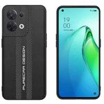 For OPPO Reno8 Carbon Fiber Texture Plain Leather Phone Case(Black)