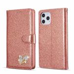 For iPhone 12 Glitter Powder Love Leather Phone Case(Pink)