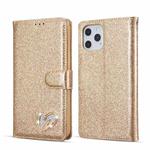 For iPhone 12 Glitter Powder Love Leather Phone Case(Gold)