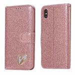 For iPhone XS Max Glitter Powder Love Leather Phone Case(Pink)