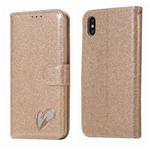 For iPhone XS Max Glitter Powder Love Leather Phone Case(Gold)