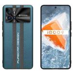 For vivo iQOO 9 Carbon Fiber Texture Plain Leather Phone Case(Dark Green)