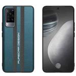 For vivo X60 Carbon Fiber Texture Plain Leather Phone Case(Dark Green)