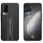 For vivo X60 Carbon Fiber Texture Plain Leather Phone Case(Black)