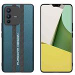 For vivo S12 Pro Carbon Fiber Texture Plain Leather Phone Case(Dark Green)