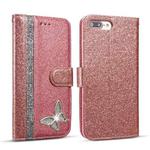Glitter Powder Butterfly Leather Phone Case For iPhone 7 Plus/8 Plus(Rose Gold)