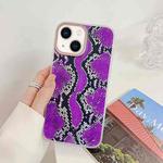 For iPhone 14 Snake Texture Dual-side Laminating TPU Phone Case (Purple)