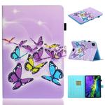 For iPad Pro 11 inch 2020 Painted Left and Right Flat Leather Tablet Case with Sleep Function & Card Slot & Buckle Anti-skid Strip and Bracket(Butterfly)