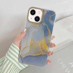 For iPhone 14 Marble Dual-side Laminating Electroplating Case (Light Grey)
