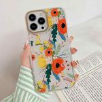 Dual-side Laminating Vintage Flowers Phone Case For iPhone 12 Pro Max(Violets)