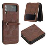 For Samsung Galaxy Z Flip4 Football Texture Leather Phone Case(Brown)