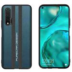 For Huawei nova 6 Carbon Fiber Texture Plain Leather Phone Case(Dark Green)