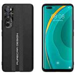 For Huawei nova 7 Pro Carbon Fiber Texture Plain Leather Phone Case(Black)