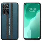 For Huawei nova 7 SE Carbon Fiber Texture Plain Leather Phone Case(Dark Green)