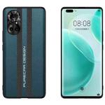 For Huawei nova 8 Carbon Fiber Texture Plain Leather Phone Case(Dark Green)