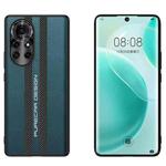 For Huawei nova 8 Pro Carbon Fiber Texture Plain Leather Phone Case(Dark Green)