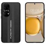 For Huawei P50E Carbon Fiber Texture Plain Leather Phone Case(Black)