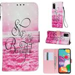 For Galaxy A41 3D Painting Horizontal Flip Leather Case with Holder & Card Slot & Wallet & Lanyard(Pink Clouds)