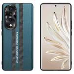 For Honor 70 Pro Carbon Fiber Texture Plain Leather Phone Case(Dark Green)