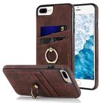 Vintage Patch Leather Phone Case with Ring Holder For iPhone 7 Plus/8 Plus(Brown)
