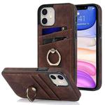 For iPhone 11 Vintage Patch Leather Phone Case with Ring Holder (Brown)