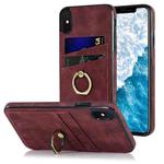 For iPhone X Vintage Patch Leather Phone Case with Ring Holder(Red)