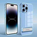 For iPhone 14 Pro Magnetic Holder Clear Phone Case(Sierra Blue)