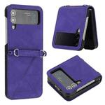 For Samsung Galaxy Z Flip3 5G 3D Embossed Leather Phone Case(Purple)