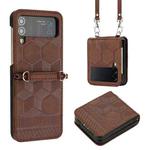 For Samsung Galaxy Z Flip4 Crossbody Football Texture Leather Phone Case(Brown)