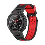 For Amazfit T-Rex / T-Rex Pro / Ares 3-Row Holes Two-color Silicone Watch Band(Black Red)