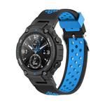 For Amazfit T-Rex / T-Rex Pro / Ares 3-Row Holes Two-color Silicone Watch Band(Black Blue)