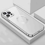 For iPhone 14 9D Plated Lens Film Clear Phone Case (Silver)