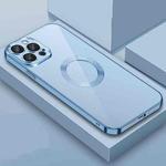 For iPhone 14 Pro 9D Plated Lens Film Clear Phone Case(Sierra Blue)